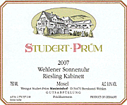 Studert Prum 2007 Riesling Wehlener Sonnenuhr Kabinett